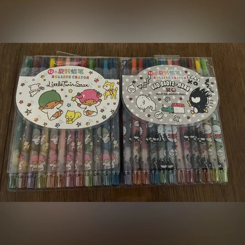 SANRIO-NWT Long Crayon Pens-choose Badtz-Maru or Little Twin Stars